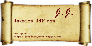 Jaksics János névjegykártya