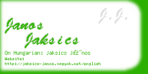 janos jaksics business card